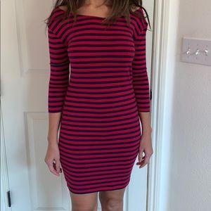 Red & Navy Blue Stripped Dress